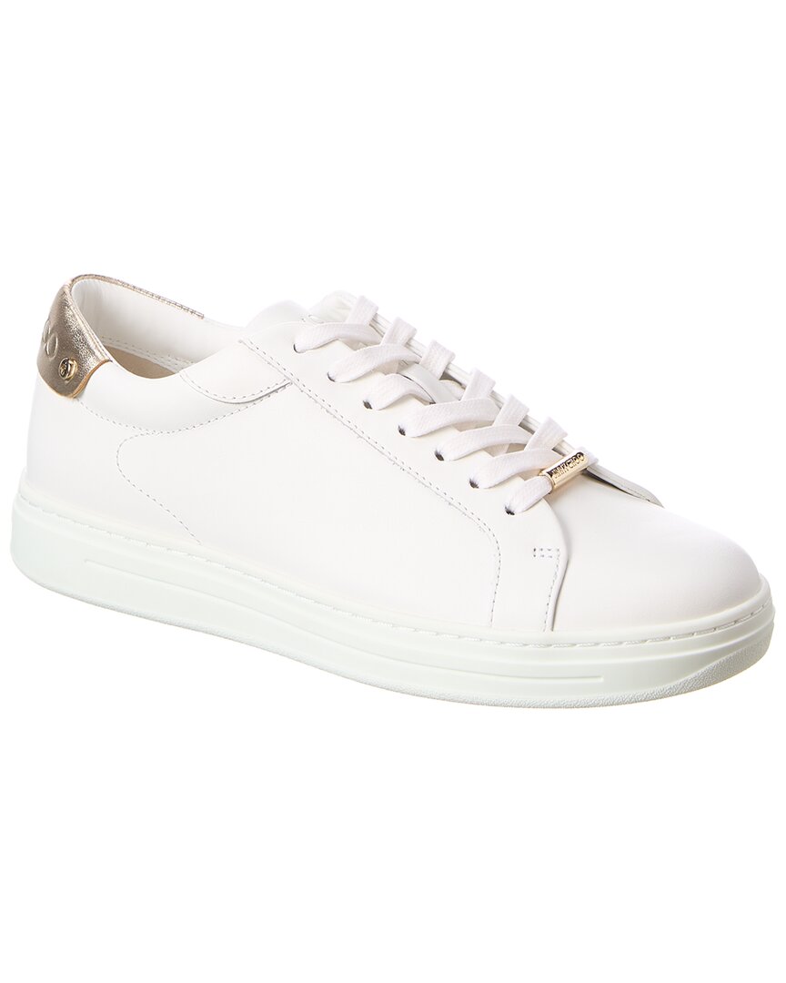 Jimmy Choo Womans Rome White Leather Sneakers In White