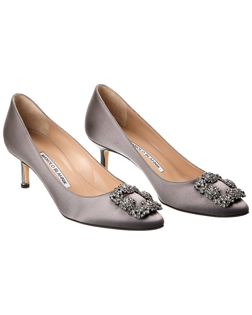 Manolo Blahnik Hangisi 50 Satin Pump (authentic ) In Grey