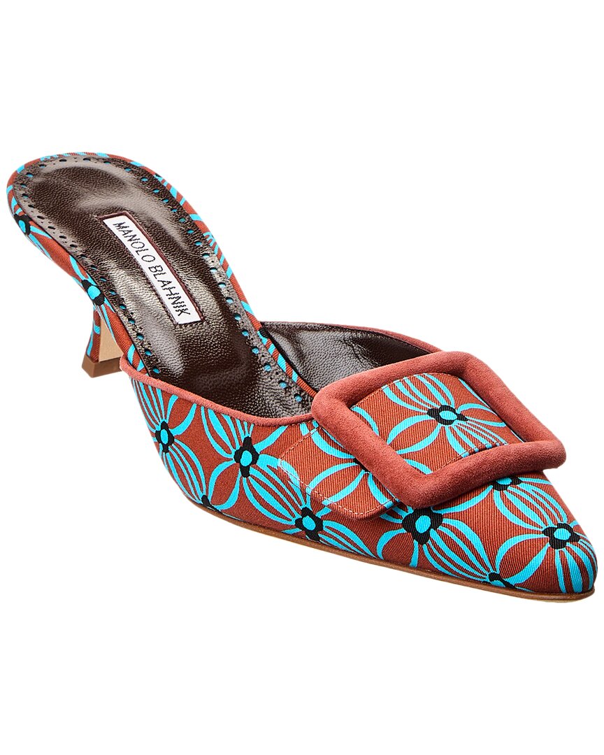 Manolo Blahnik Maysalebi 50 Canvas Mule In Red