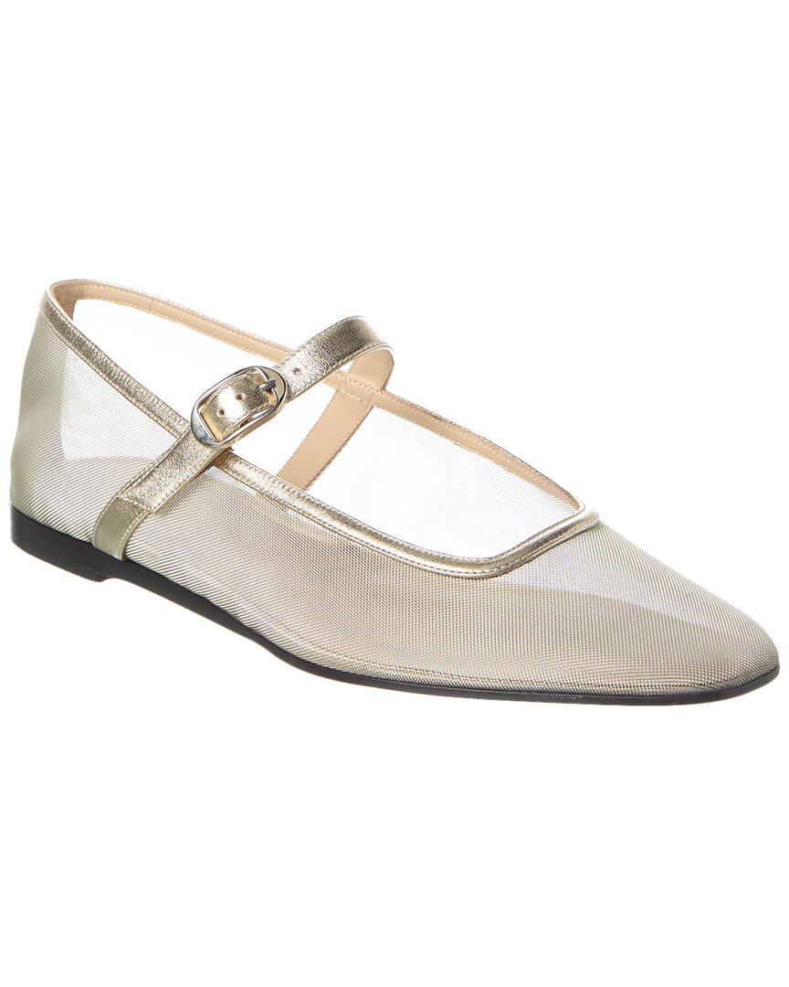 Shop Le Monde Beryl Mesh & Leather Mary Jane Flat In Gold