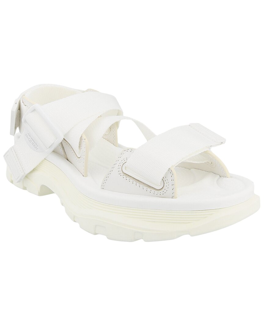 Alexander Mcqueen Tread Leather Sandal In White