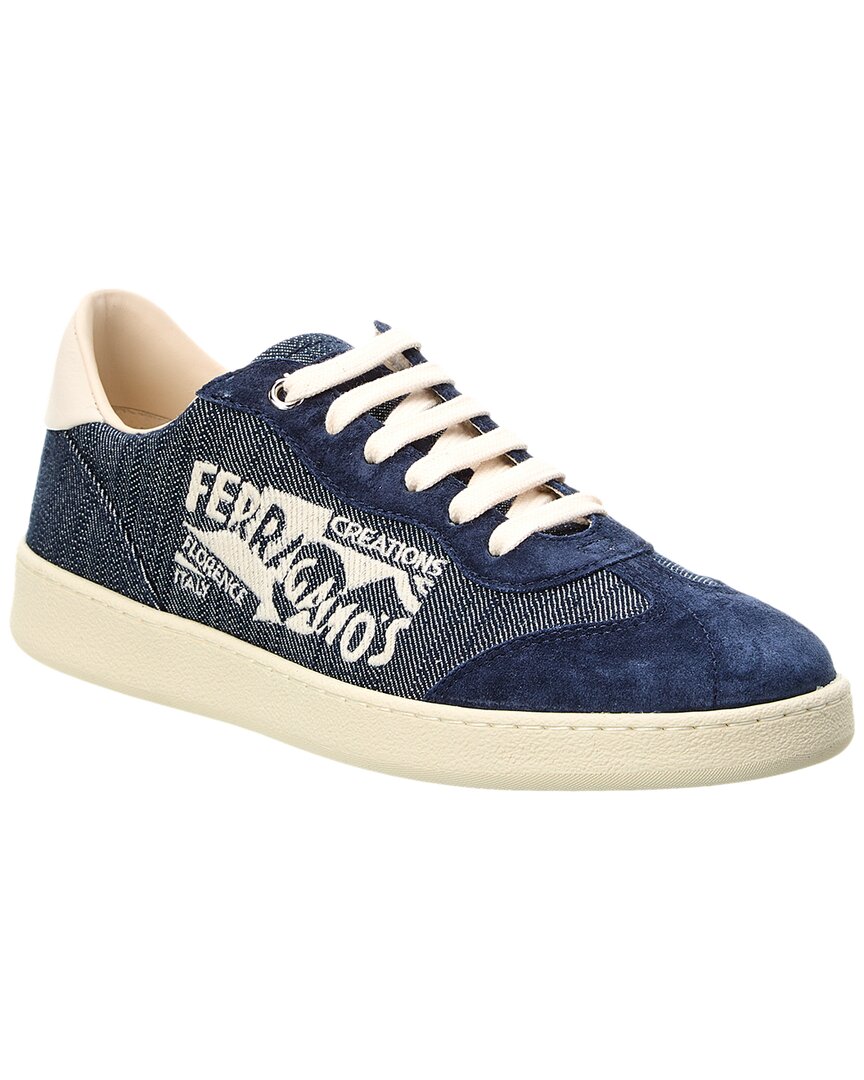 Ferragamo Logo-print Low-top Sneakers In Blue