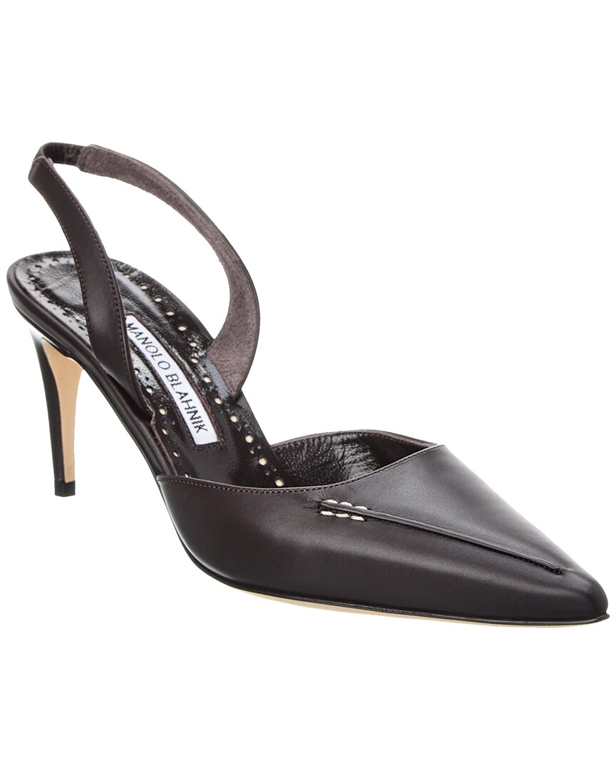 Manolo Blahnik Homerasli 70 Leather Slingback Pump In Black