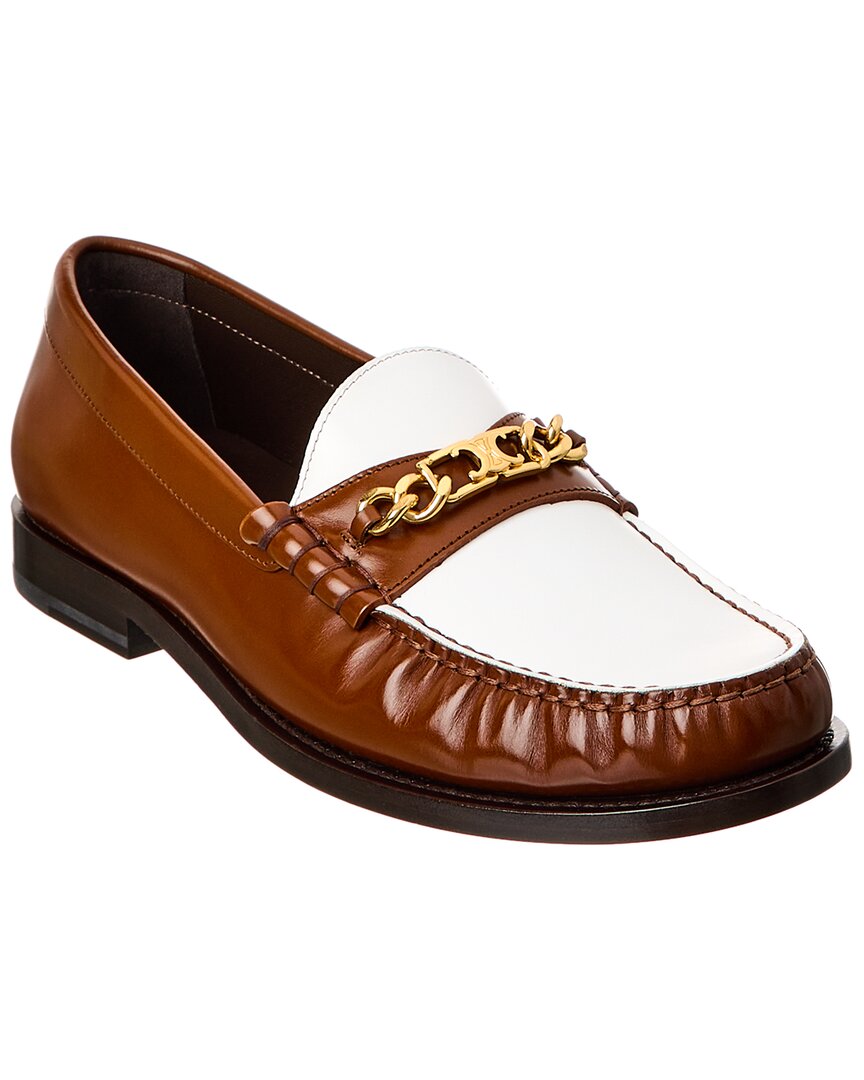 Celine Luco Triomphe Leather Loafer In Brown