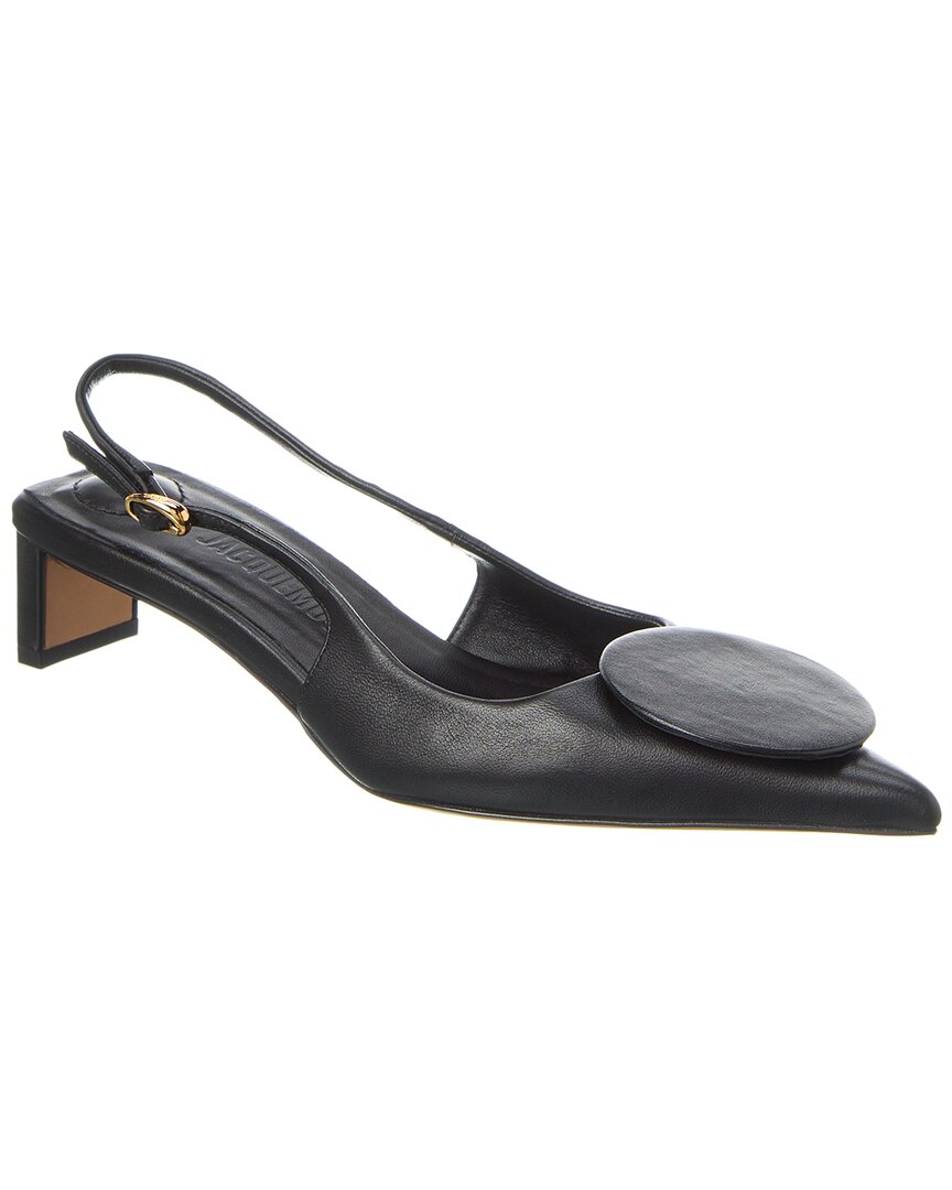 Jacquemus Duelo Basses Leather Slingback Pump In Black