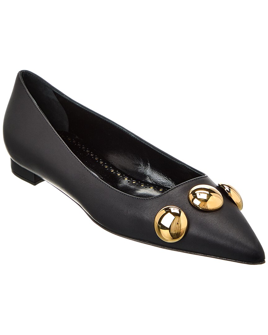 Manolo Blahnik Chappa Leather Flat In Black