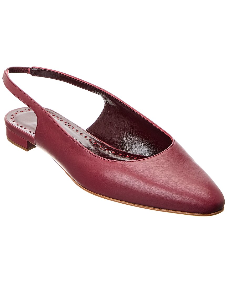 Manolo Blahnik Sawra Leather Slingback Flat In Red