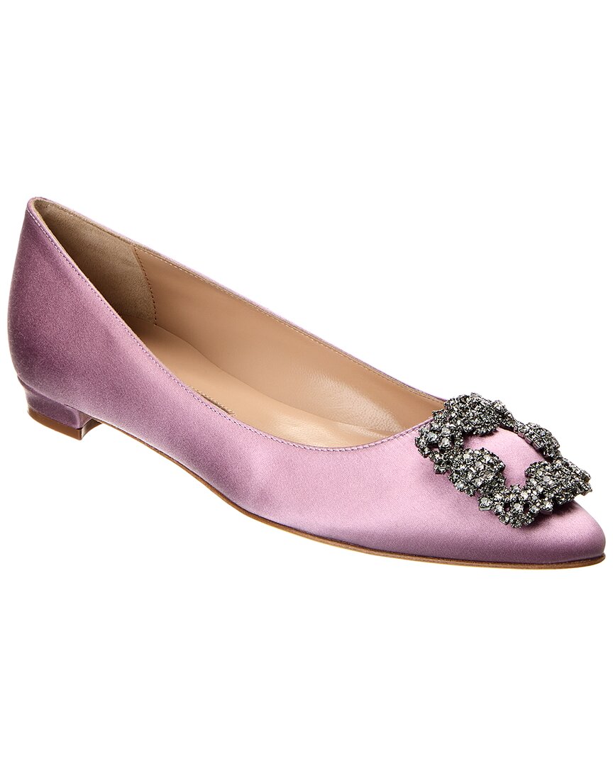 Manolo Blahnik 10mm Hangisi Fmc Velvet Flats In Black