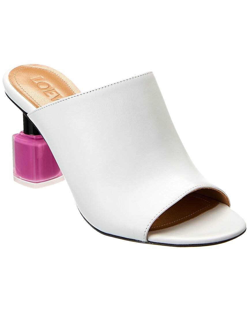 Shop Loewe Nail Polish Leather Sandal In White