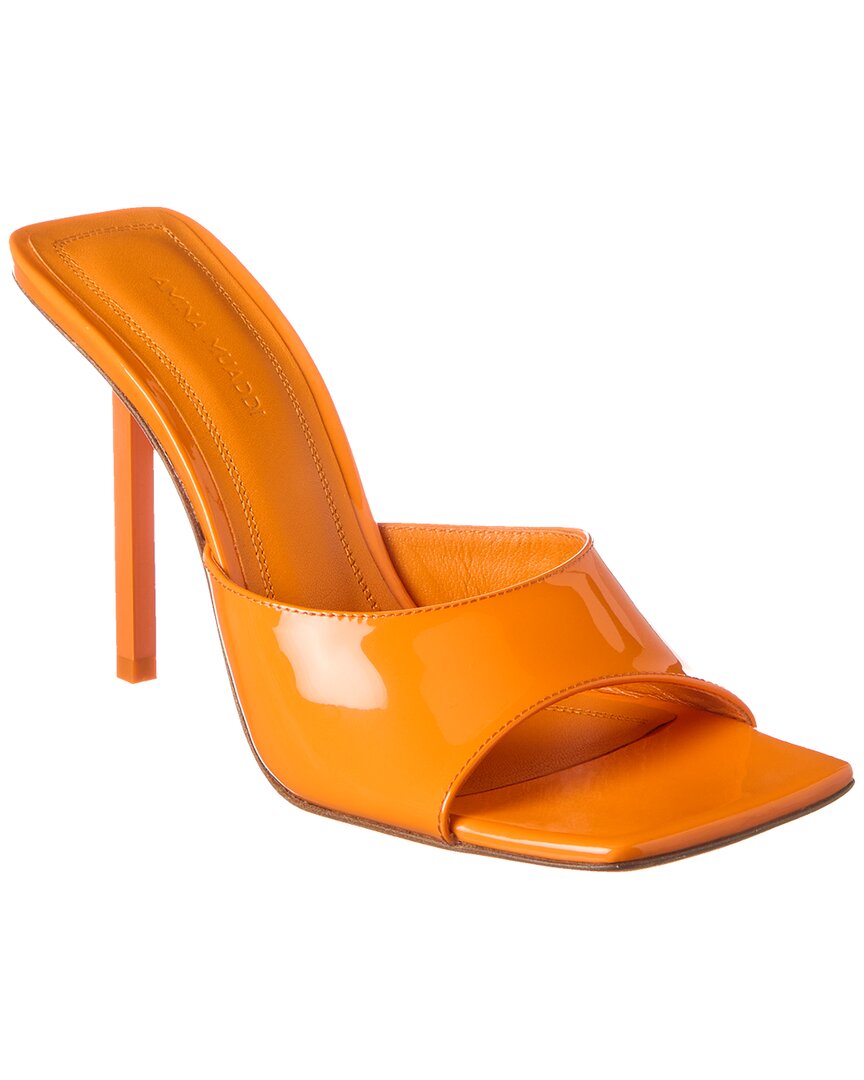 Shop Amina Muaddi Laura 95 Patent Sandal In Orange