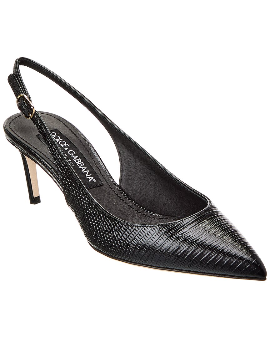 Dolce & Gabbana Dg Logo Leather Slingback Pump In Black