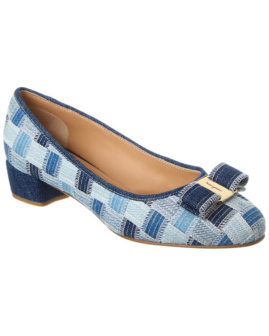 Ferragamo Varina Denim Pump Denim Intr Ls-intrecc In Blue