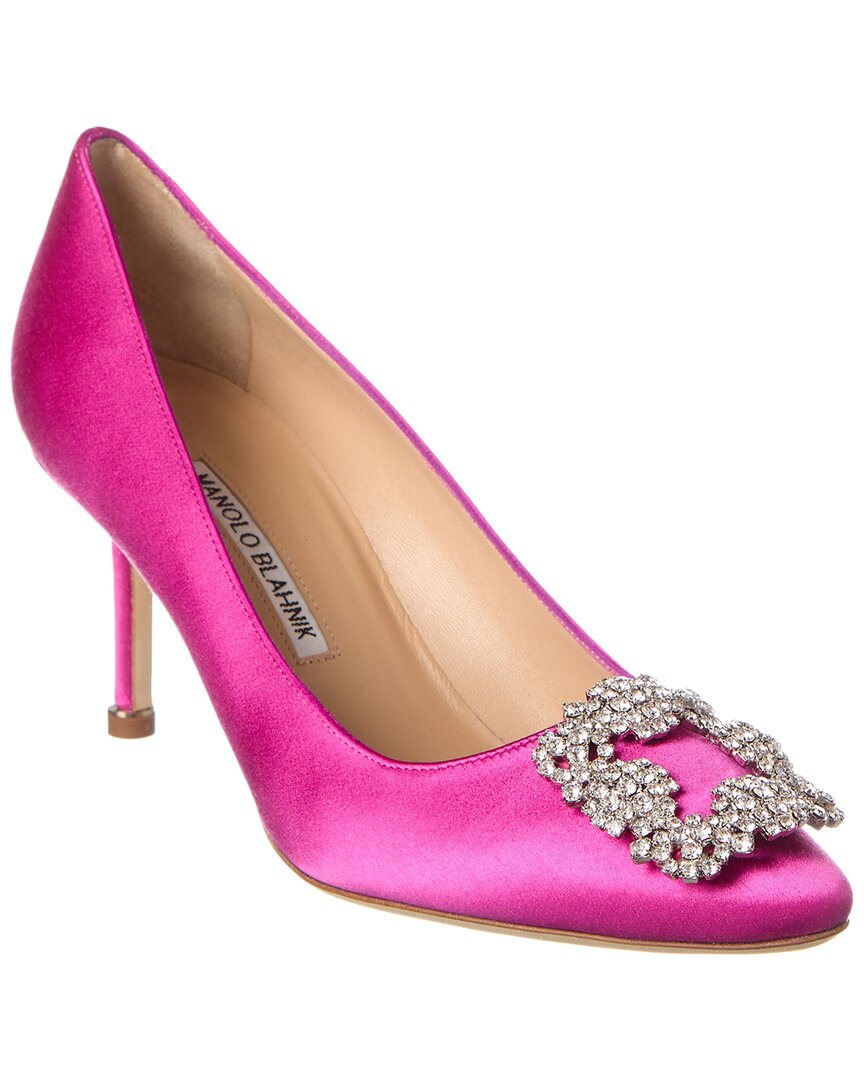 Manolo Blahnik 105mm Hangisi Satin Pumps In Pink