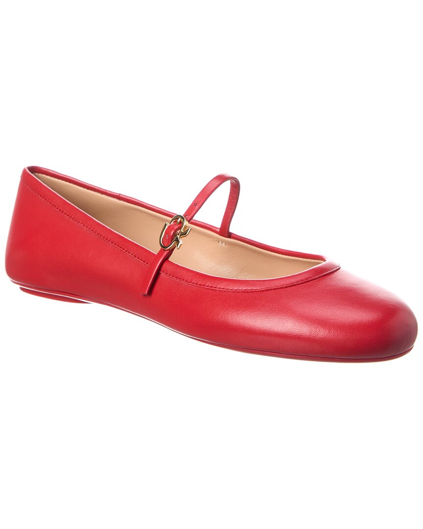 Shop Gianvito Rossi Carla Leather Flat In Red