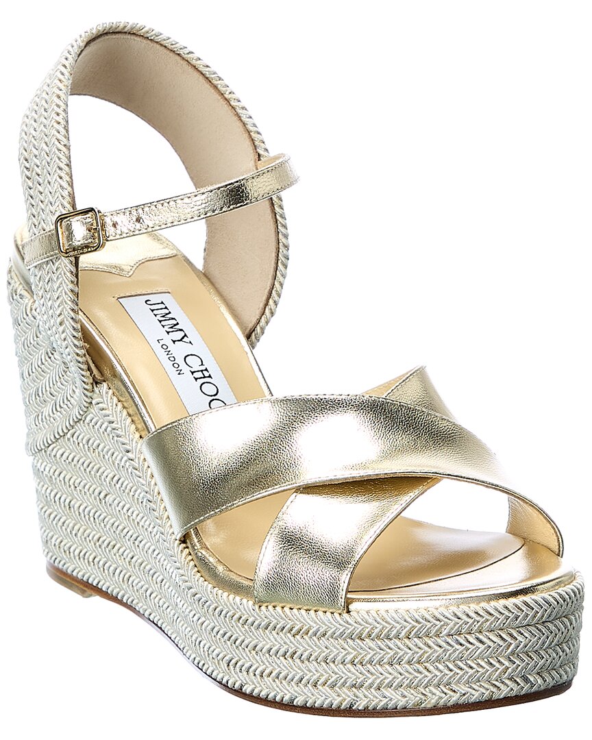 Jimmy Choo Dellena 100 Espadrille Wedges In Gold