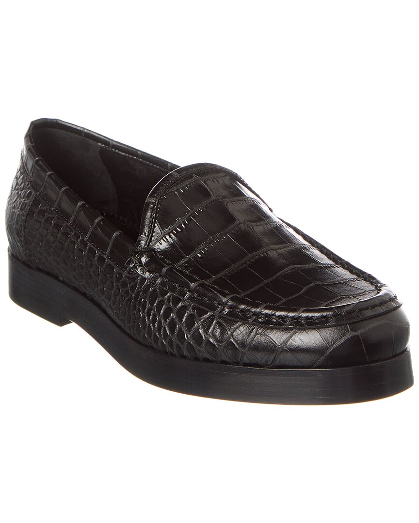 Manolo Blahnik Flat Leather Loafers In Black