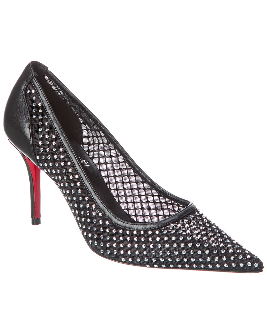 Shop Christian Louboutin Apostropha 80 Mesh & Leather Pump In Black