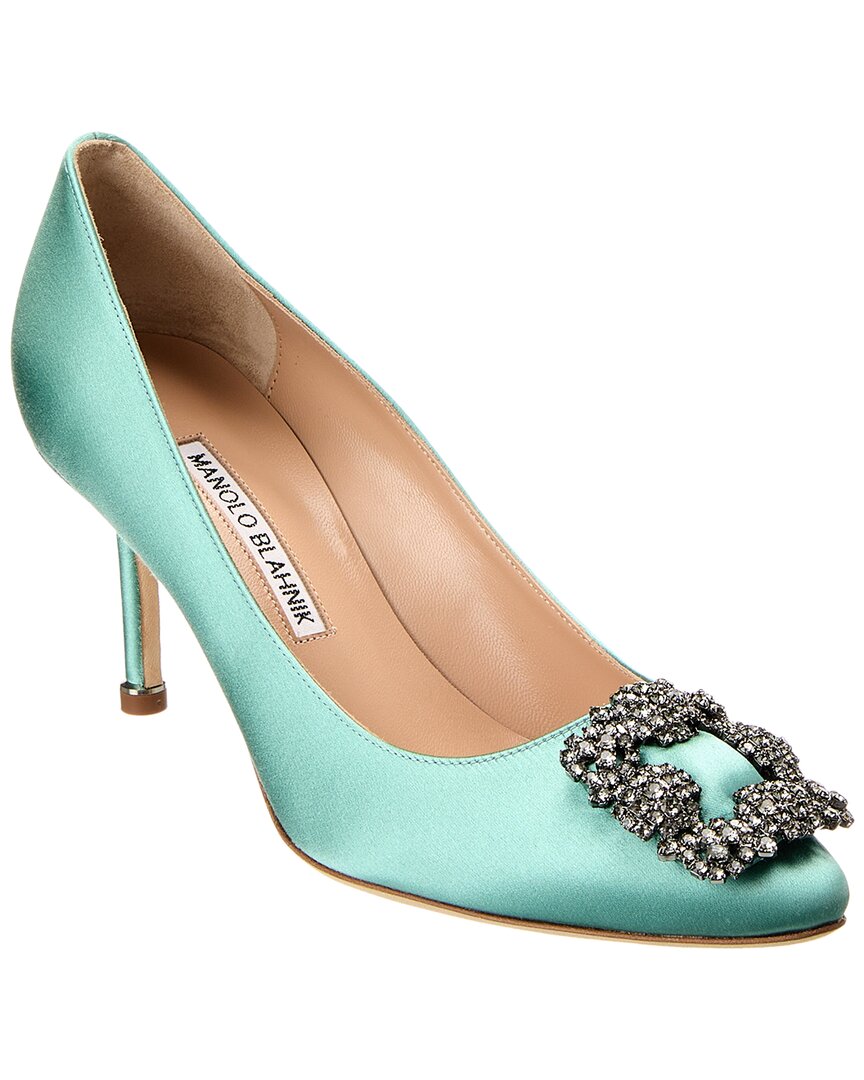 Manolo Blahnik Hangisi 90 Satin Pump In Green
