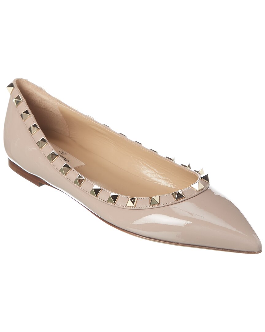 Shop Valentino Rockstud Patent Flat In Pink