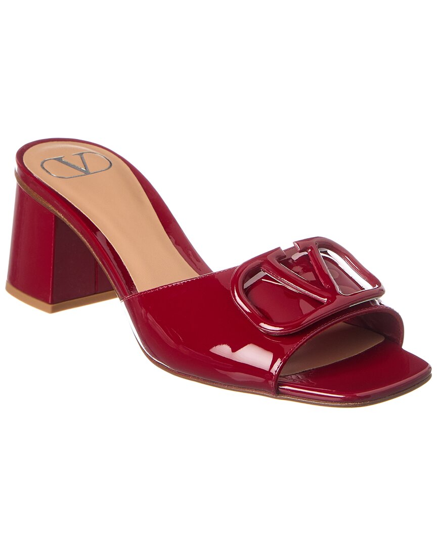 Valentino Women's Patent Leather Block Heel Slide Sandals In Red