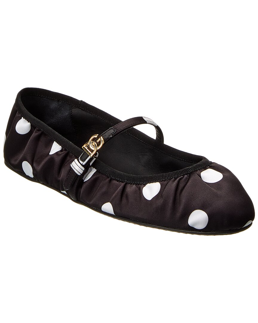 Dolce & Gabbana Odette Polka-dot Satin Ballet Flats
