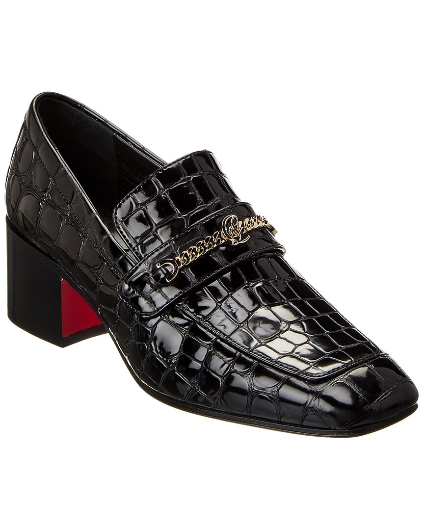 Shop Christian Louboutin Mj Moc 50 Alligator-embossed Leather Loafer