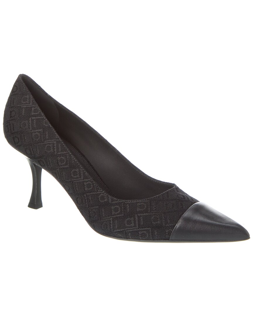 Ferragamo Marty Jacquard & Leather Pump In Black
