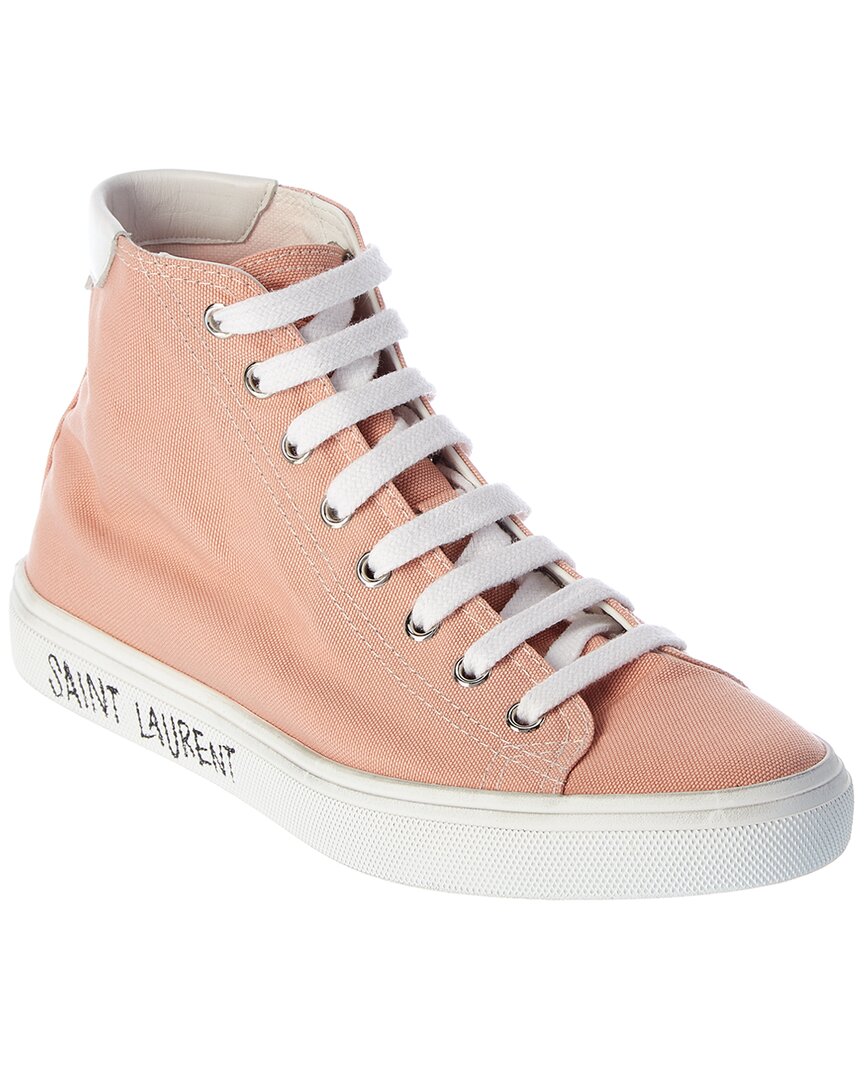 Shop Saint Laurent Malibu Mid Canvas Sneaker In Pink