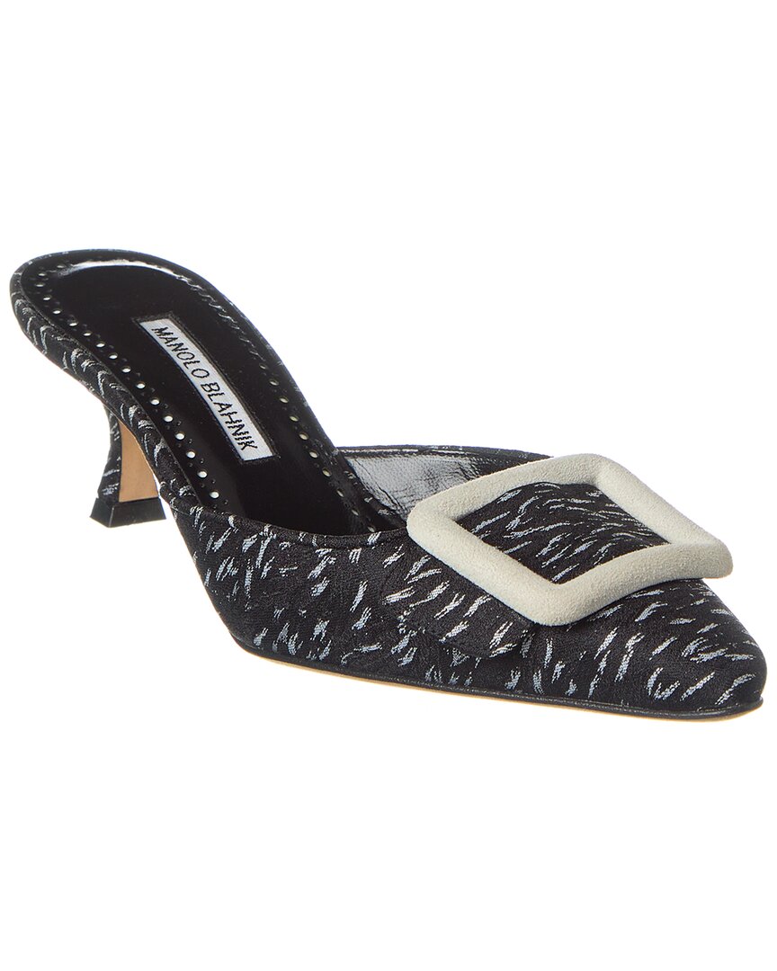 Manolo Blahnik Maysalebi 50 Jacquard Mule In Black