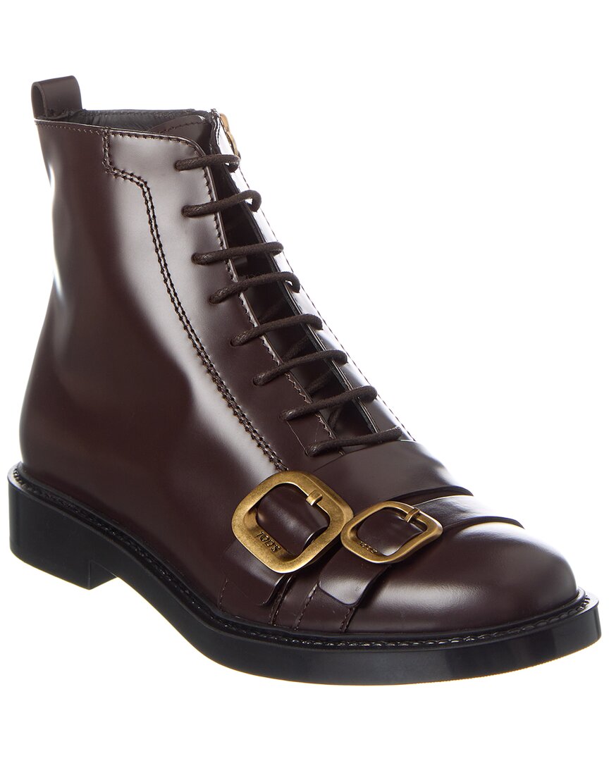 Tod's Lace-up Leather Boot In Brown | ModeSens