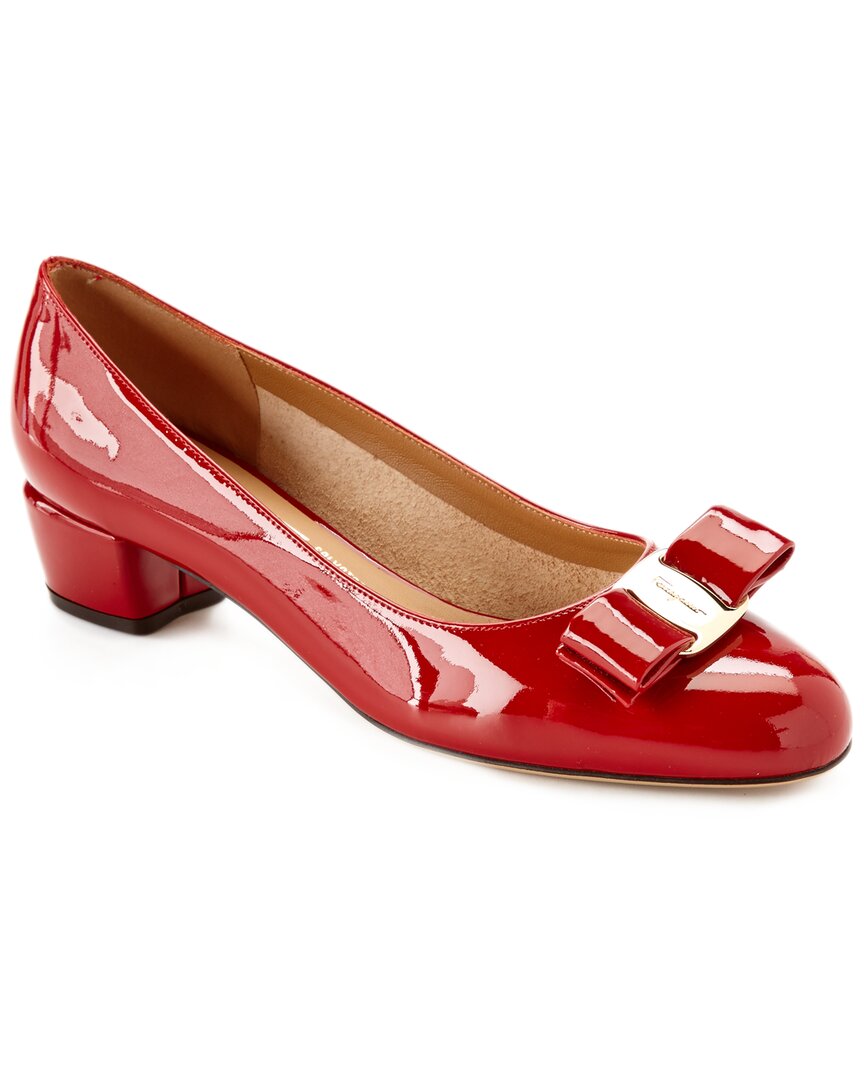 Ferragamo Vara Bow-detail Leather Pumps In Red