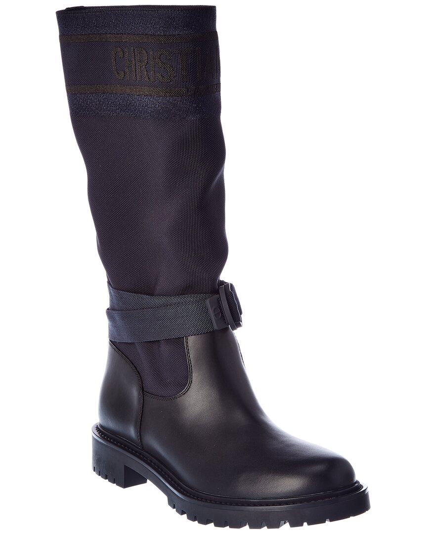 Dior D-major Leather Long Boot In Blue