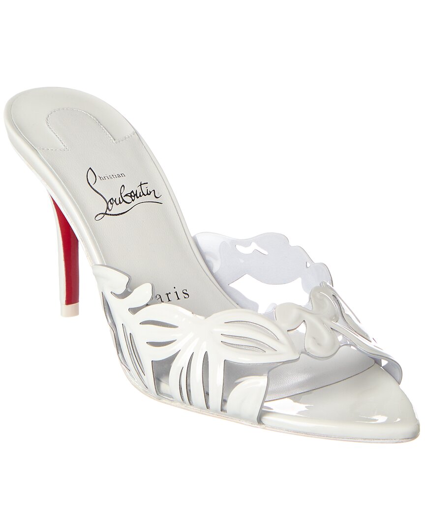 Christian Louboutin Apostropha 80mm Cutout Patent Leather Mules In White