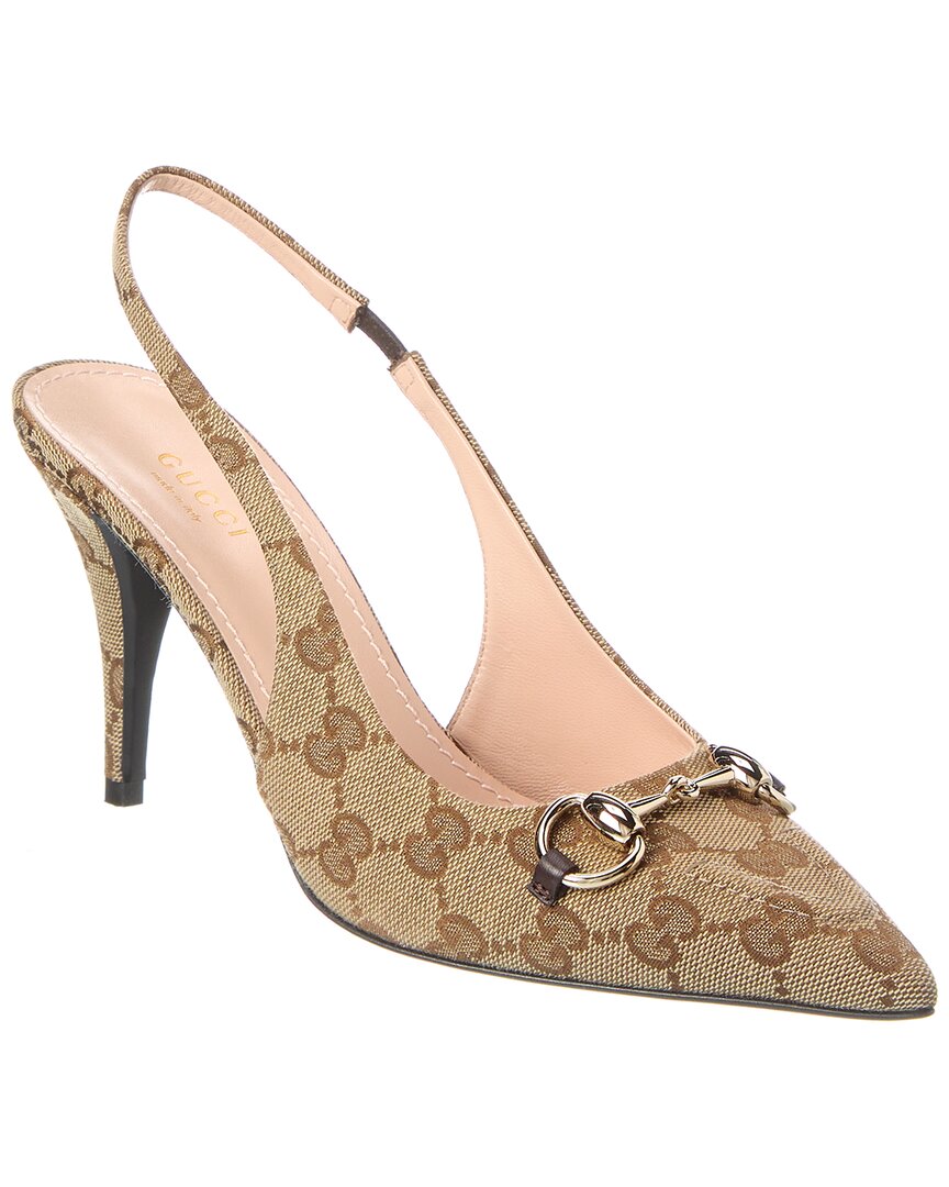 Gucci Damenpumps Aus Gg Canvas Mit Fersenriemchen