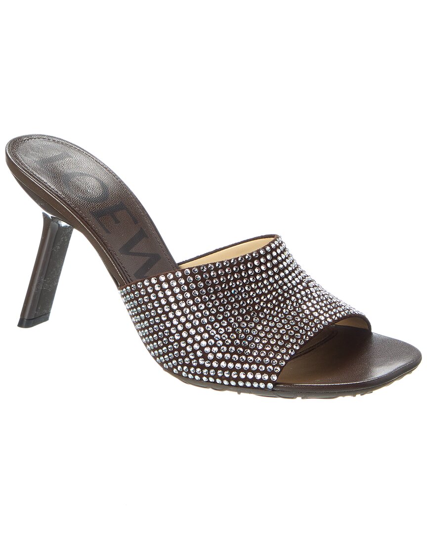 Loewe Petal 90mm Rhinestone-embellished Leather Sandals In Brown