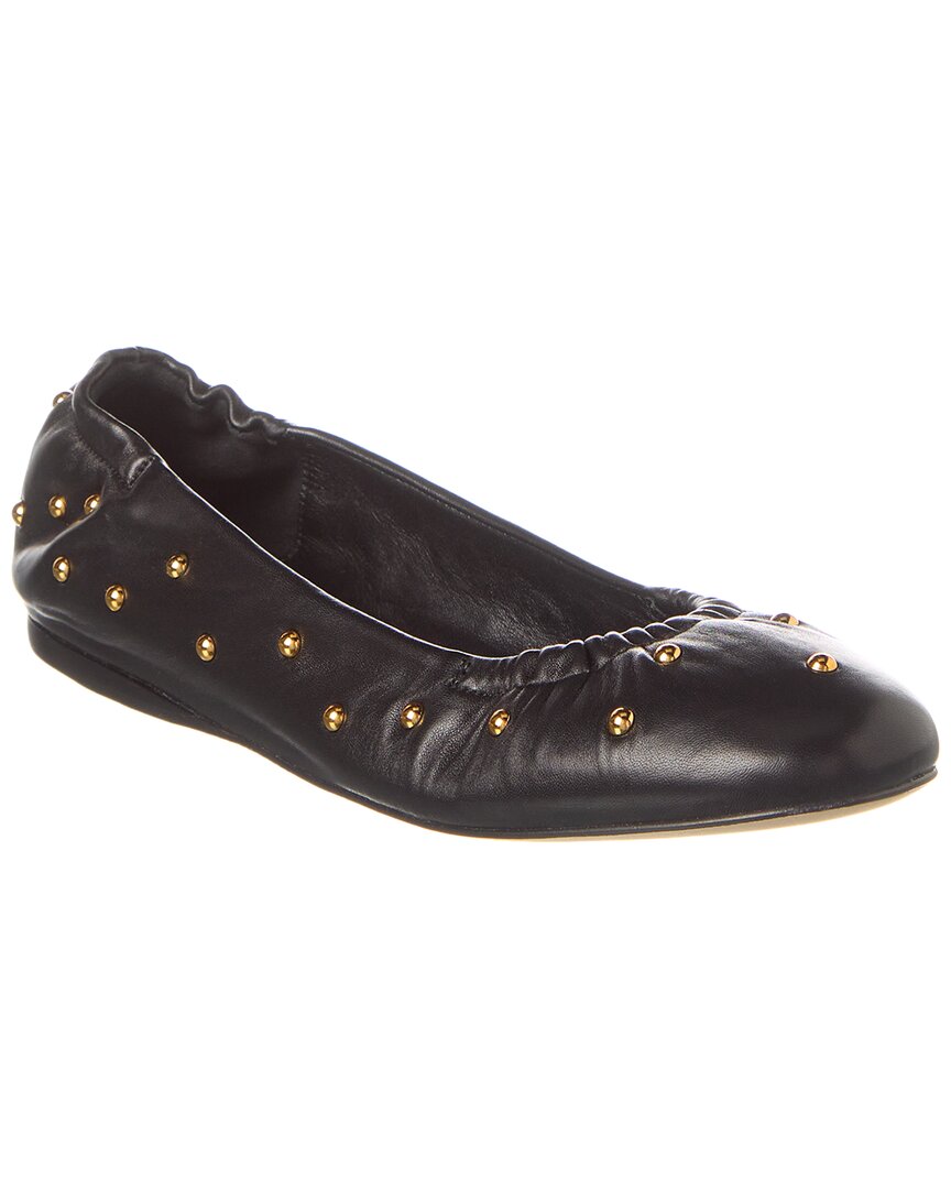 Shop Chloé Eia Leather Ballerina Flat In Black