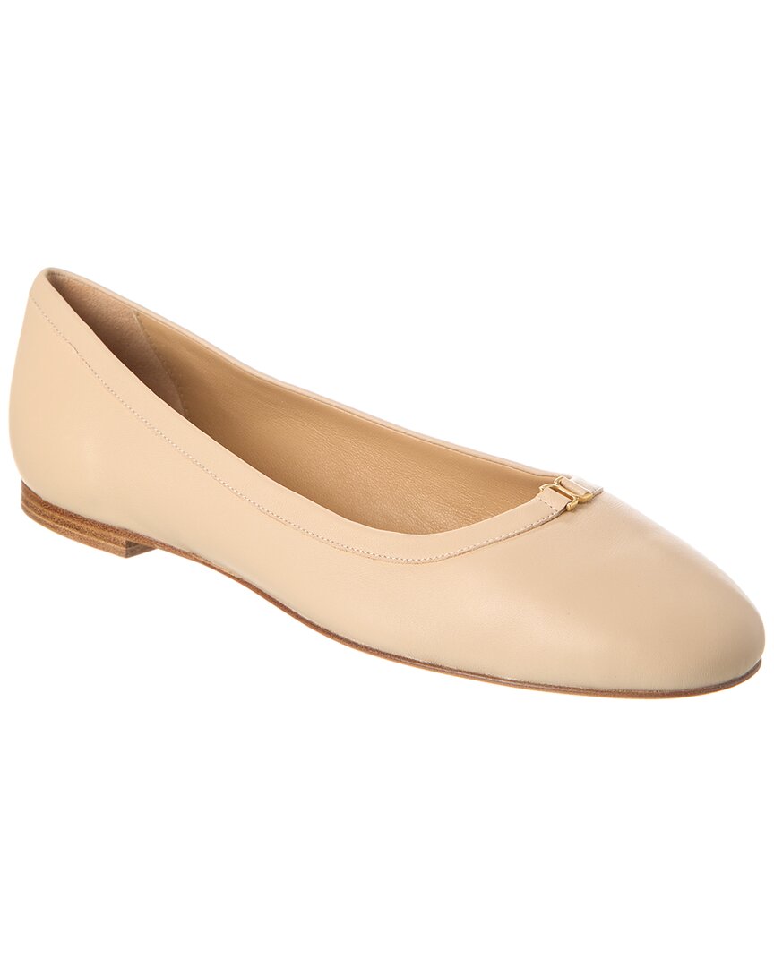 Shop Chloé Lauren Leather Ballerina Flat In Beige
