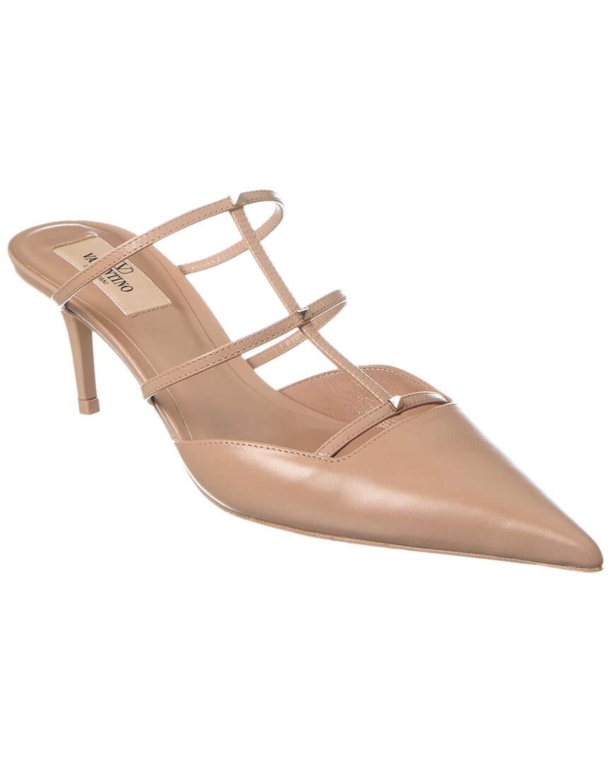 Shop Valentino Rockstud Wispy 50 Leather Mule In Pink