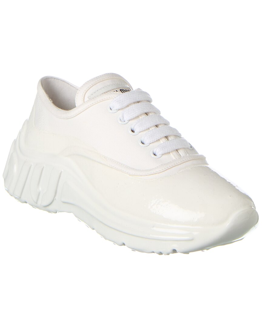 Shop Miu Miu Logo Canvas & Rubber Sneaker In White