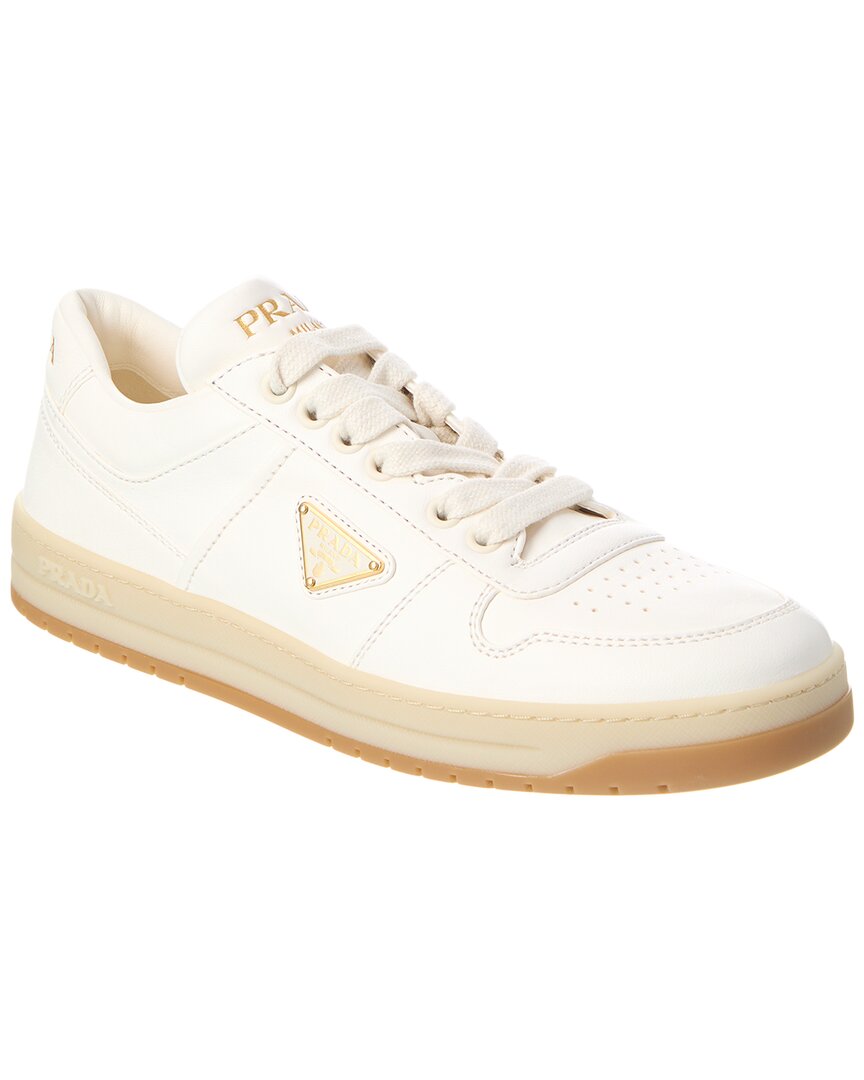 Prada Downtown Leather Sneaker In White