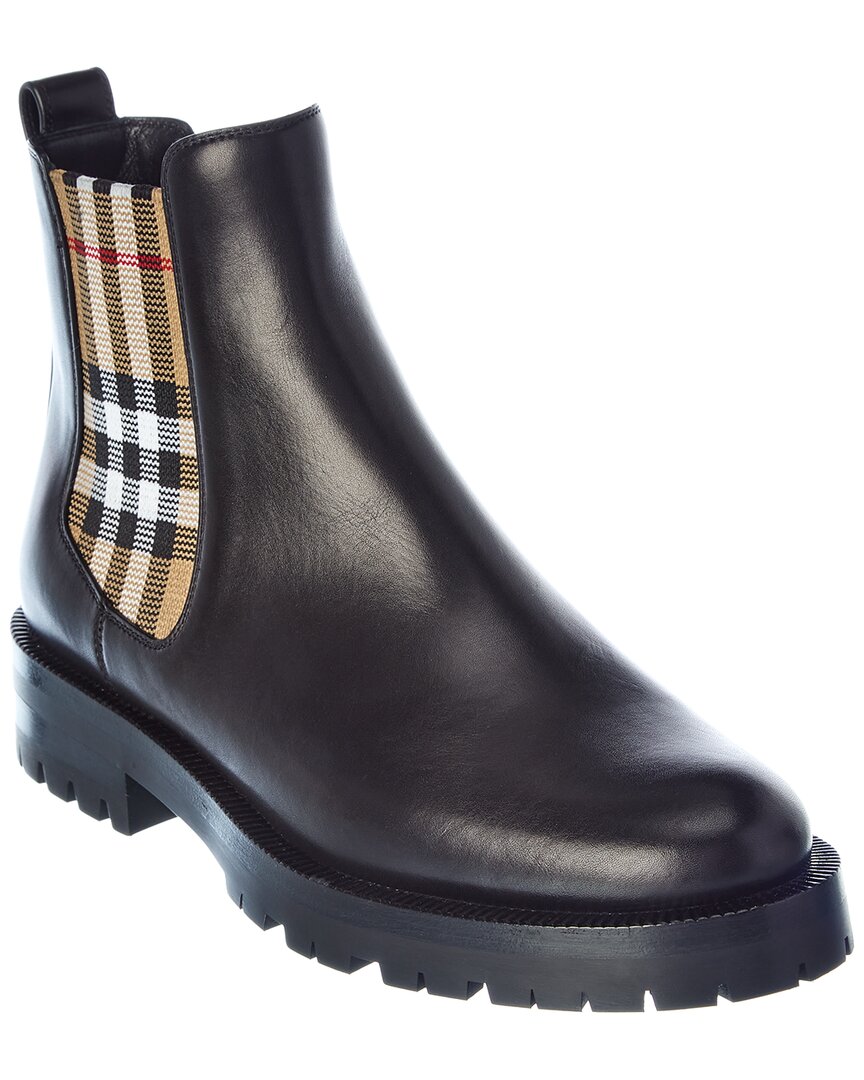 BURBERRY BURBERRY VINTAGE CHECK DETAIL LEATHER CHELSEA BOOT