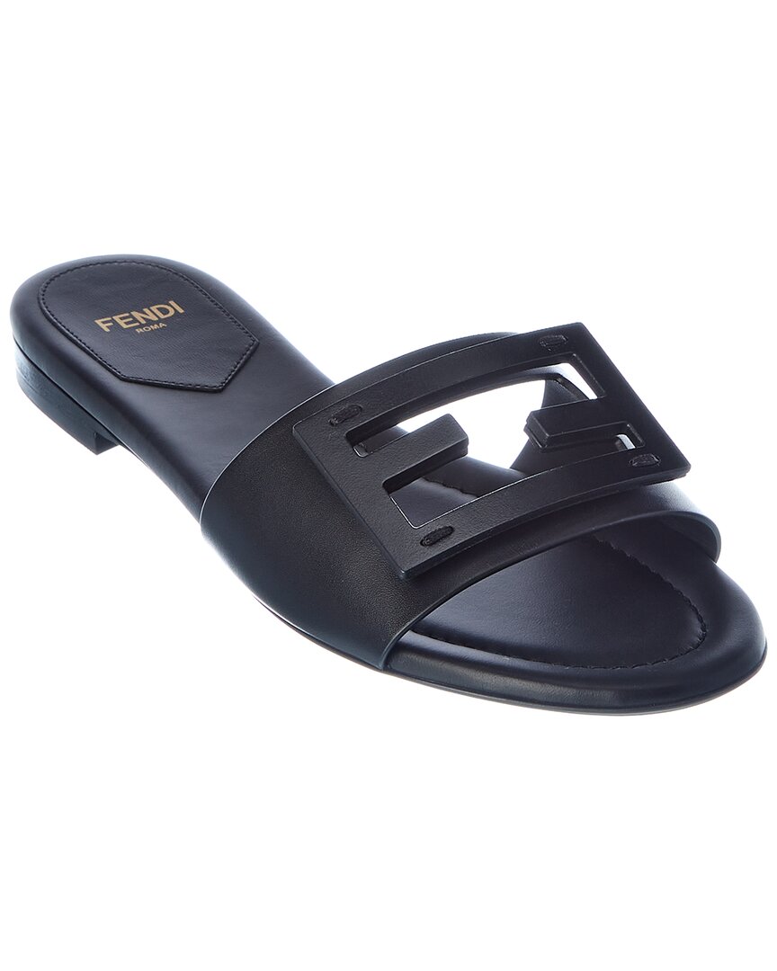 Fendi Ff Leather Sandal In Black