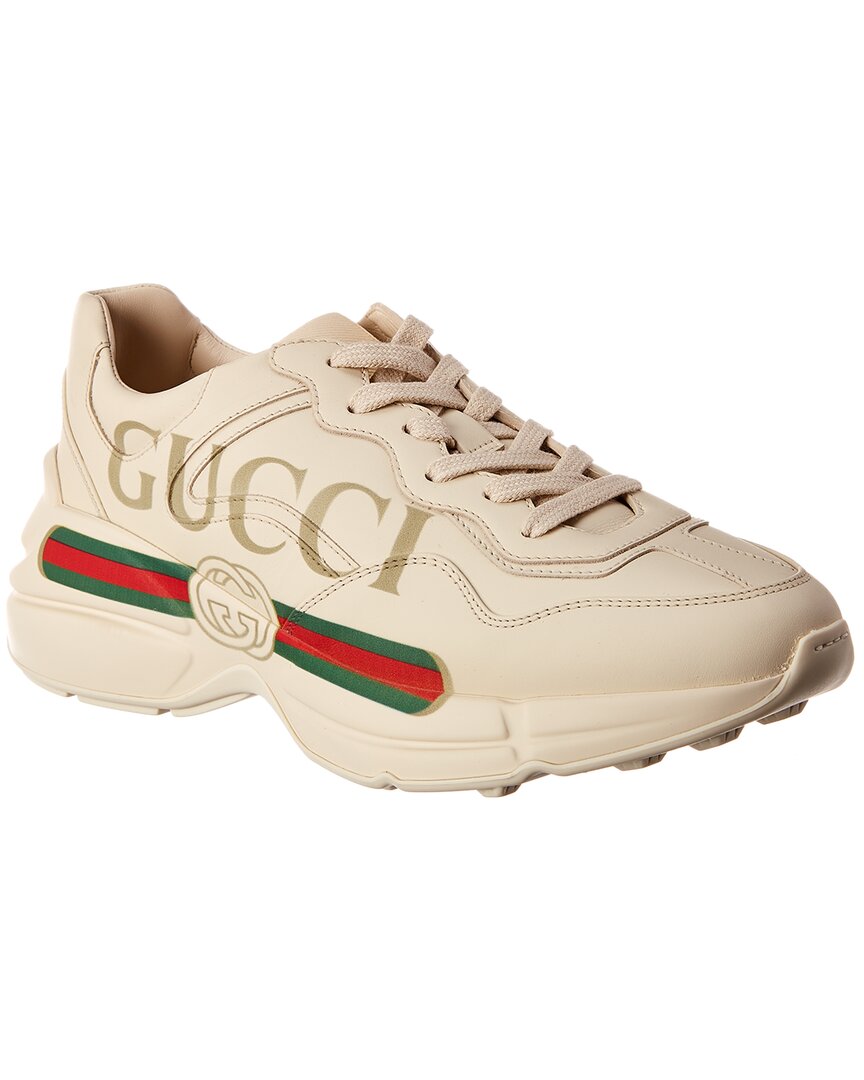Gucci Rhyton Logo Leather Sneaker In White