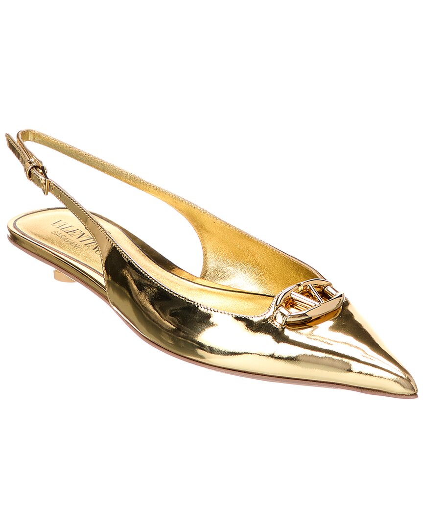 Valentino Garavani 25mm Vlogo Slingback Pumps In Gold