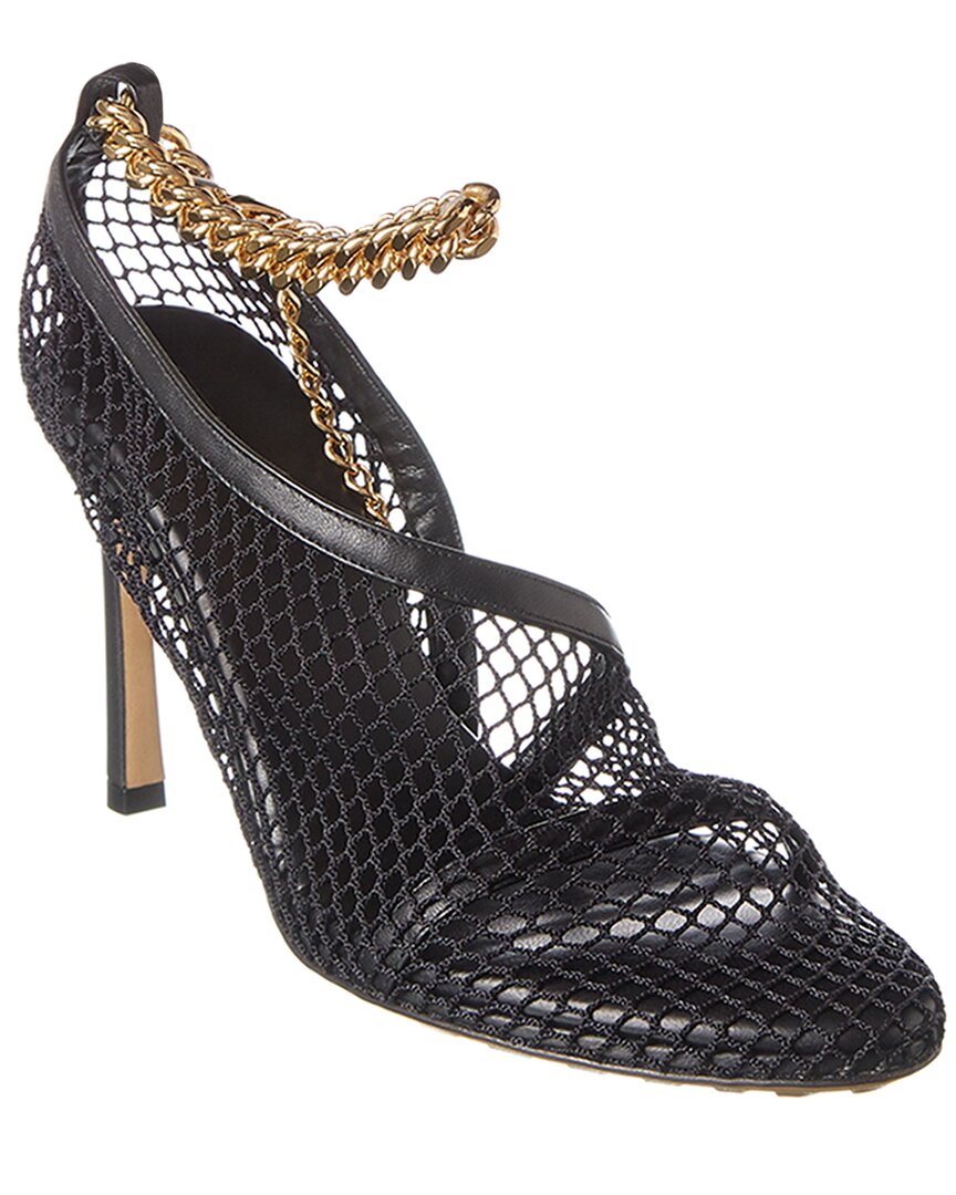 BOTTEGA VENETA BOTTEGA VENETA MESH & LEATHER ANKLE STRAP SANDAL