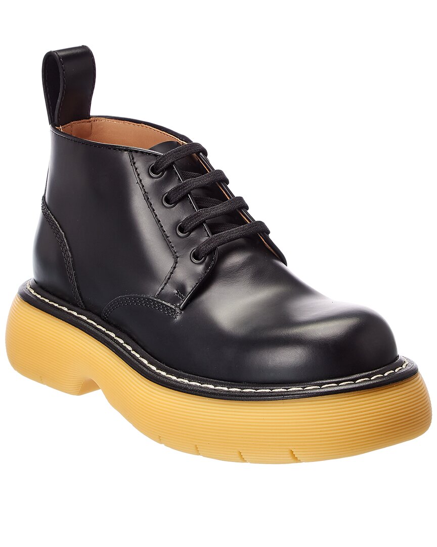 Bottega Veneta The Bounce Leather Ankle Boots In Black