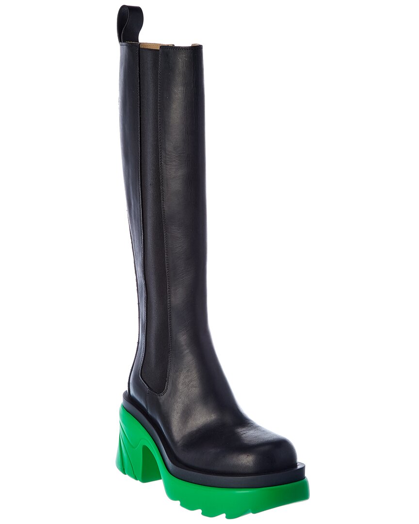 Bottega Veneta Contrasting-sole Block-heel Boots In Black