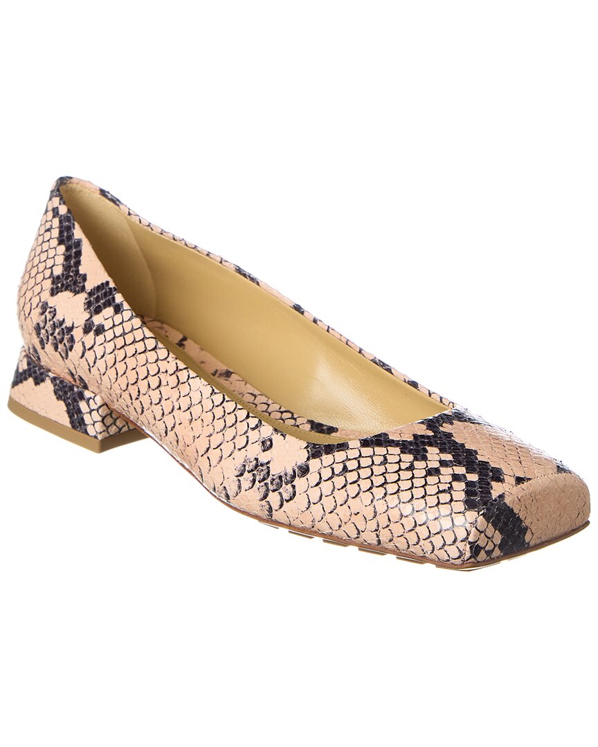 Bottega Veneta Tower Python-print Ballerina Shoes In Black