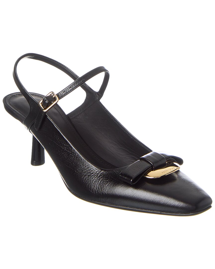 Ferragamo Willis 55 Bow-detailed Leather Slingback Pumps In Black
