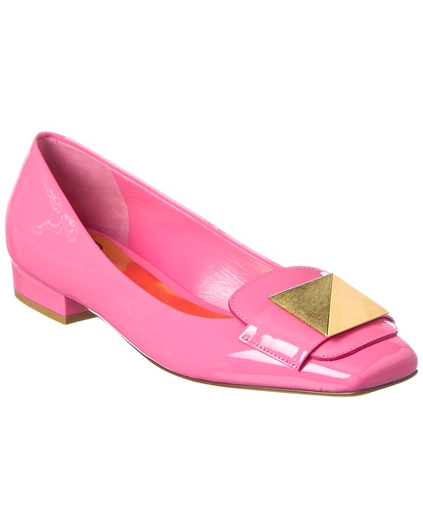 Valentino Garavani Pink One Stud Patent Leather Ballerina Shoes | ModeSens